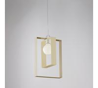 Sospensione Duplo in ferro laccata avorio e tortora 1 luce, altezza 40 Cm, Cavo allungabile fino a 110 Cm, larghezza 25 Cm Avorio