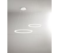 Sospensione Edge in alluminio colore bianco a LED 86W 6020LM - 3000K doppia emissione d.80cm