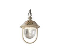 Sospensione Esterno Classica Bari Metallo Ceramica Bianco Sfumato Oro 1 Luce E27