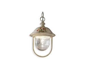 Sospensione Esterno Classica Bari Metallo Ceramica Bianco Sfumato Oro 1 Luce E27
