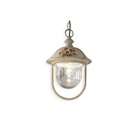 Sospensione Esterno Classica Bari Metallo Ceramica Bianco Sfumato Oro 1 Luce E27