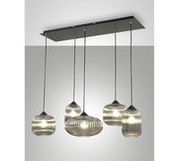 Fabas Luce Lampada a sospensione Gillis di vetro, 5 luci Fabas Luce