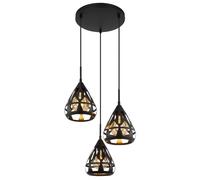 Sospensione Hassan 3 luci Ø 41 x 120 cm metallo nero satinato