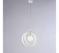 Sospensione in ferro laccato bianco con fascia tagliata a laser e cavo regolabile 1 luce