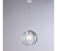 Sospensione in ferro laccato bianco con fascia tagliata a laser grigio e cavo regolabile 1 luce