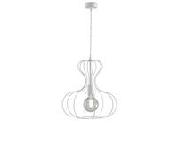 Sospensione Industrial 1 Luce Ferro Laccato Bianco e Argento serie Titty