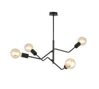 Sospensione Industrial 4 Luci Febe In Acciaio Nero E Bracci Regolabili