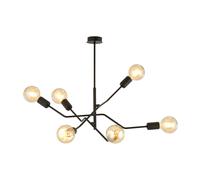 Sospensione Industrial 6 Luci Febe In Acciaio Nero E Bracci Regolabili