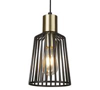 Sospensione Industrial Birg Cage Acciaio Nero Adjustable 1 Luce E27 D16Cm