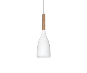 Sospensione Industrial-Minimal Manhattan Legno Bianco 1 Luce E14