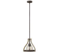 Sospensione Industrial Nordica Middlefield Acciaio Ferro Ruggine Legno Luce E27