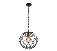 Searchlight Lampada a sospensione Finesse, nero/oro, metallo, Ø31,5 cm, E27 Searchlight