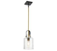 Sospensione Industrial Nordico Kitner Acciaio Ottone Vetro 1 Luce E27