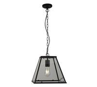 Sospensione Industrial-Nordico Lantern Noir Acciaio Nero Vetro 1 Luce E27