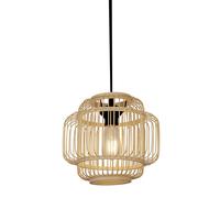 Sospensione Industrial-Nordico Madeline Legno Nero Marrone 1 Luce E27