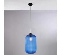 Sospensione Krizia vetro azzurro rigato 1 luce