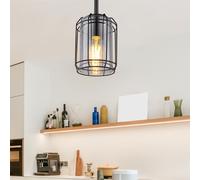 Sospensione Lampada Luce Gabbia Vintage Plafoniera Vetro Fumé Opaco H Big.ligt [EEK: Non valutato]