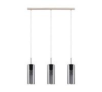 Lampadario Industrial Selvino 3 Luci Acciaio Grigio Opaco Diffusore Nero