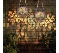 Sospensione Lampada Solare da Giardino Esterna Corda Canapa Rame LED 2er Set