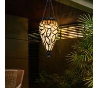 Sospensione Lampada Solare per Esterni Balcone Decorativa Lanterna Nero LED
