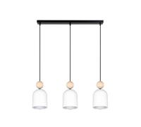 Sospensione Legno Metallo E27 66 CM Lungo Nero Bianco Loft Pendelleuchte Pranzo