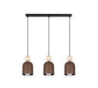 Sospensione Legno Metallo E27 L: 66 CM Nero Ruggine Loft Pendelleuchte Pranzo