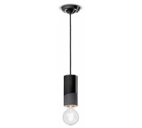 Sospensione Media Vintage Decò Pi Ceramica Nero Carbone 1 Luce E27