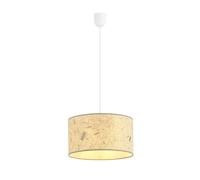 Sospensione Minimal 1 Luce Ladone Acciaio Bianco E Beige Effetto Sughero
