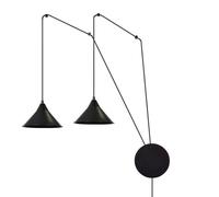 Sospensione Minimal 2 Luci Abramo In Acciao Nero E Paralume A Cono