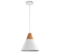 Sospensione Minimal Bicones In Metallo E Legno Bianco E Oro 1 Luce
