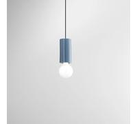 Sospensione ceramica e metallo blu lucido Idea 1 luce attacco E27 D.8cm Rosone e lampadine non incluso