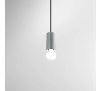 Sospensione ceramica e metallo grigio lucido Idea 1 luce attacco E27 D.8cm Rosone e lampadine non incluso