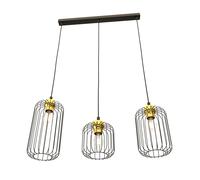 Sospensione Minimal Industrial Donar 3 Luci Lineari Nera E Oro
