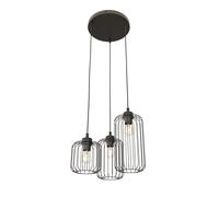 Sospensione Minimal Industrial Donar 3 Luci Tonda Nera