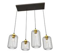Sospensione Minimal Industrial Donar 4 Luci Lineari Nera E Oro