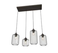 Sospensione Minimal Industrial Donar 4 Luci Lineari Nera