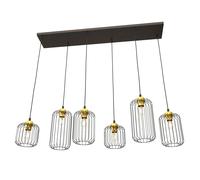 Sospensione Minimal Industrial Donar 6 Luci Lineari Nera E Oro