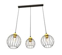 Sospensione Minimal Industrial Euryphaessa 3 Luci Lineari Nera E Oro