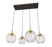Sospensione Minimal Industrial Euryphaessa 4 Luci Lineari Nera E Oro