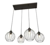 Sospensione Minimal Industrial Euryphaessa 4 Luci Lineari Nera