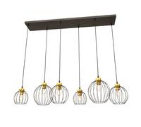 Sospensione Minimal Industrial Euryphaessa 6 Luci Lineari Nera E Oro
