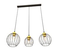 Sospensione Minimal Industrial Hathor 3 Luci Lineari Nera E Oro