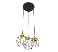 Sospensione Minimal Industrial Hathor 3 Luci Tonda Nera E Oro [EEK: A++]