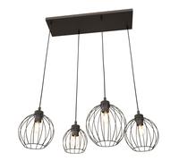 Sospensione Minimal Industrial Hathor 4 Luci Lineari Nera