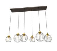 Sospensione Minimal Industrial Hathor 6 Luci Lineari Nera E Oro