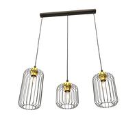 Sospensione Minimal Industrial Minerva 3 Luci Lineari Nera E Oro