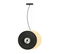 Sospensione Minimal Nordica Brigid 2 Luci In Acciaio Nero E Legno Vetro Fumè