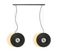 Sospensione Minimal Nordica Brigid 4 Luci In Acciaio Nero E Legno Vetro Fumè