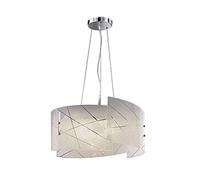 TRIO-Lampada Sospensione Interno 3 Vetri Graniglia Righe Trasp. Mod. Sandrina