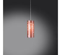 Sospensione Moderna A 1 Luce Pois In Polilux Bicolor Rosa Metallico Made In Italy
